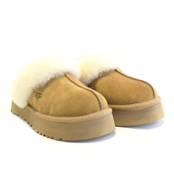 Меховые  Тапочки Disquette Slipper - Chestnut